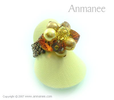 Handcrafted Swarovski Crystal Ring - Bloom Crystal and Pearl 01045