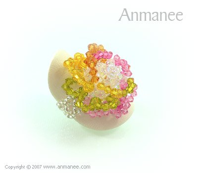 Handcrafted Swarovski Crystal Ring - Rose 010464