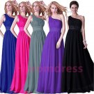 2015 New custom color one-shoulder  bridesmaid dress long formal proms evening dresses