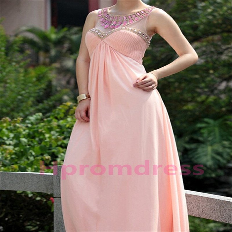 2015 New pink o-neck fromal prom dress custom size bridesmaid dress