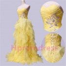 2014 New Fashion strapless beads prom party dress