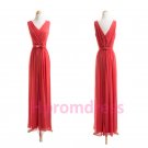 2015 New V-neck chiffon party dress red bridesmaid dress custom color