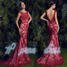 Attractive Red Lace Evening Dresses Mermaid Backless Formal Party Prom Gowns New