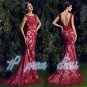 Attractive Red Lace Evening Dresses Mermaid Backless Formal Party Prom Gowns New