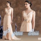 New Crystal Beaded Long Red Formal Evening Gowns Party Prom Dresses Custom Size
