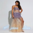 2015 New bead Gown Best  long Prom Purple chiffon evening dress