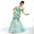 Green Mermaid Tulle Applique Special Party Evening Dress Pageant Prom