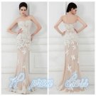White Lace Nude Tulle Prom Formal Cocktail Evening party Gown wedding dress