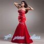 Sweetheart Applique Satin Sheath Red Long Evening Dress Party Formal Prom Gown