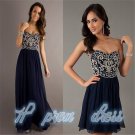 Stock Navy Blue Long/Short Style Formal Party Bridesmaid Evening Dresses