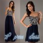 Stock Navy Blue Long/Short Style Formal Party Bridesmaid Evening Dresses