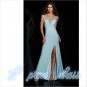 2015 Sexy Open Back Slim Sheath Split Side Long Chiffon Crystal Prom Dresses