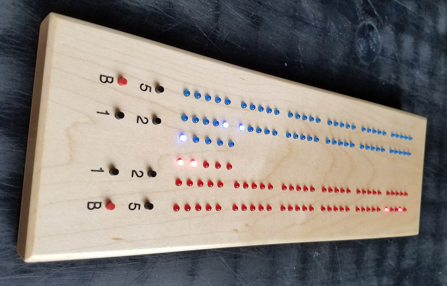 Electronic Cribbage Board LEDcribbage Mayple Red & Blue