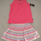NEW Oshkosh Girls Outfit Size 6 X 6X  Pink & Bead Shirt & Stripes Shorts Skort