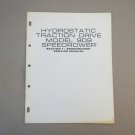 New Holland Hydrostatic Traction Drive Model 909 Speed Rower Service Manual