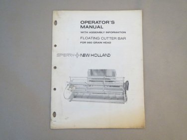 New Holland Model Floating Cutter Bar For 960 Grain Head Operators Manual