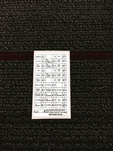 Genuine Honda Ridgeline Interior Fuse Panel Label Placard 38205-SJC-A00