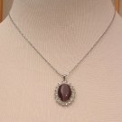 Necklace Purple Opal Crystal Gemstone 18 K White Gold Plated 16 inch Pentagon Chain