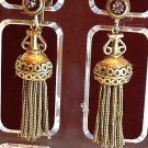 Earrings Antique Gold Tone Tassle Vintage