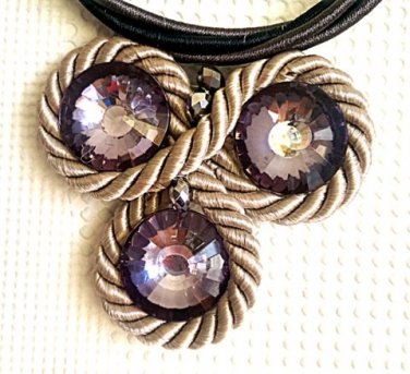 Grey Beige Big Crystals Necklace