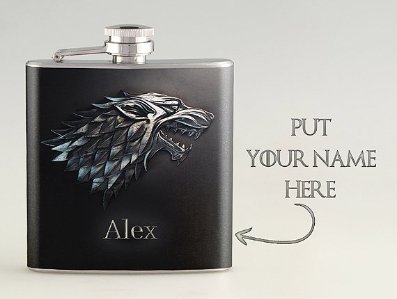 Personalized Game of Throne House Stark Liquor Hip Flask Stainless Steel 6 oz (FK-0352 A)