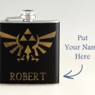 Personalized Name The Legend of Zelda Golden Triforce Liquor Hip Flask Stainless Steel 6 oz FK-0412