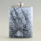 Octopus Attacking Ship Liquor Hip Flask Stainless Steel 8 oz (FK-0141)