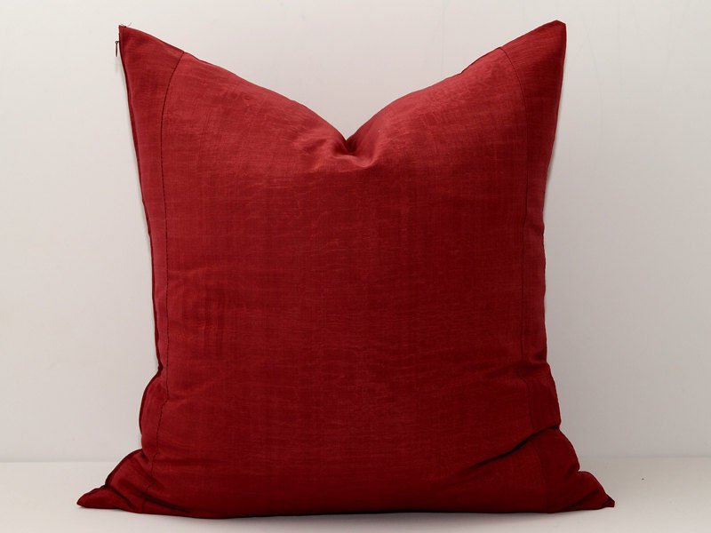 20"x20" Solid Maroon Throw Pillow Cover Sofa Cushion Case Handmade Ikat