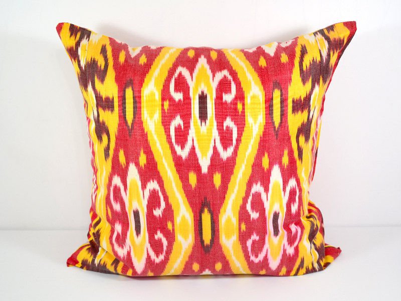 20"x20" Vibrant Red Yellow Throw Pillow Cover Cushion Case Oriental