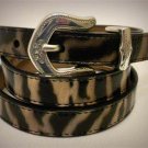 30" B3140Z Brighton Ave Etched Zebra Stripe Patent Leather Silver Plate Belt New