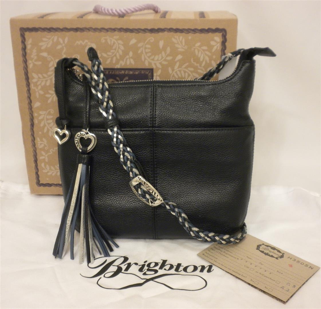 Brighton Bertie Cross Body Bag Navy Blue Leather Tassel Braid Strap