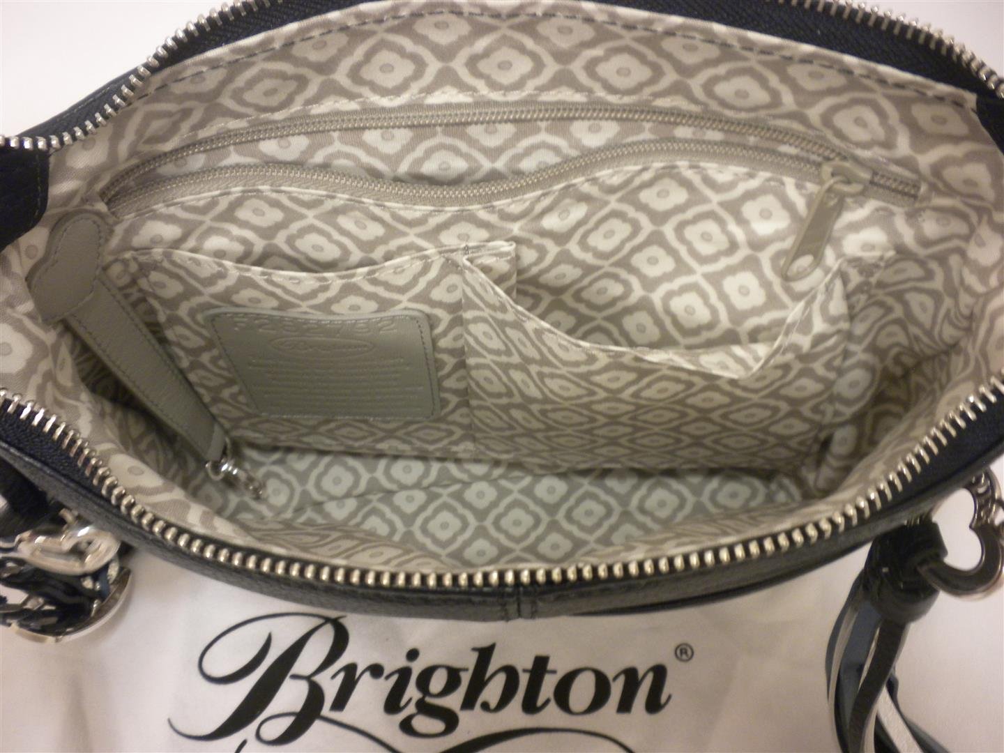 Brighton Bertie Cross Body Bag Navy Blue Leather Tassel Braid Strap