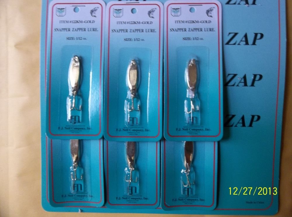6 LURES Snapper Zapper Spoon Kastmaster Style 1/8 OZ GOLD UNIVERSAL SPOON