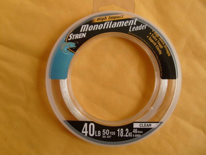 STREN HIGH IMPACT Mono Leader CLEAR 40 LBS = 18.2 KG 50 YARDS FREE USA SHIPPING
