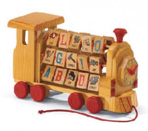ALPHA/NUM WOOD BLOCK TRAIN