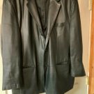 Men’s J. Ferrar Soft Black Leather Blazer Jacket 3-Button Sport Coat XL
