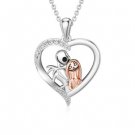 Sterling Silver Jack Skellington and Sally Necklace Heart