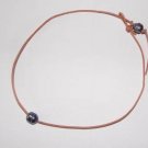 Leather and Pearl Necklace Fresh Water Gray Pearls Jackie Collection Made in USA