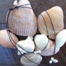 Large Hole Pearl and Leather Necklace Soul of the Sea Made In USA N215 ~
