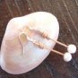 Large Hole Pearl and Leather Earrings Silver Plated Hand Made In The USA E202 ~~