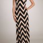 Womens Large Dress Brown Maxi Chevron Dress Soul of the Sea ~~