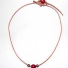 Large Hole Pearl and Leather Necklace Natural Leather Coco Collection ~~