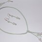 Pearl and Leather Necklace Mint Green With 14K Gold Plated Earrings Made In USA