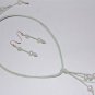 Pearl and Leather Necklace Mint Green With 14K Gold Plated Earrings Made In USA