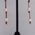 Soul of the Sea Seaside Pearl and Leather 14K Gold Plated Earrings Made in USA ~~~~~