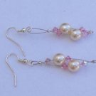 Soul of the Sea Seaside Pearl and Swarovski Crystals Earrings Made in USA Unique ~~~
