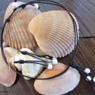 Pearl and Leather Necklace 14K Plated Earrings Large Hole Beads Made In USA N132