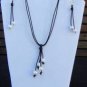 Pearl and Leather Necklace 14K Plated Earrings Large Hole Beads Made In USA N132