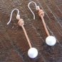 Big Hole Pearl and Leather Earrings .925 Sterling Silver Made In The USA E21 ~~~