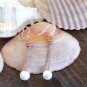 Big Hole Pearl and Leather Earrings .925 Sterling Silver Made In The USA E21 ~~~
